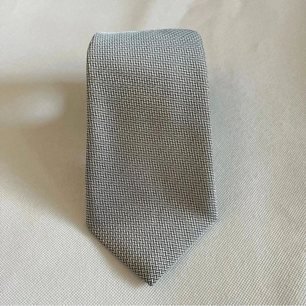 Robert Talbott Nordstrom Tie Hand Sewn Silk/Rayon Gray Textured Geometric Print